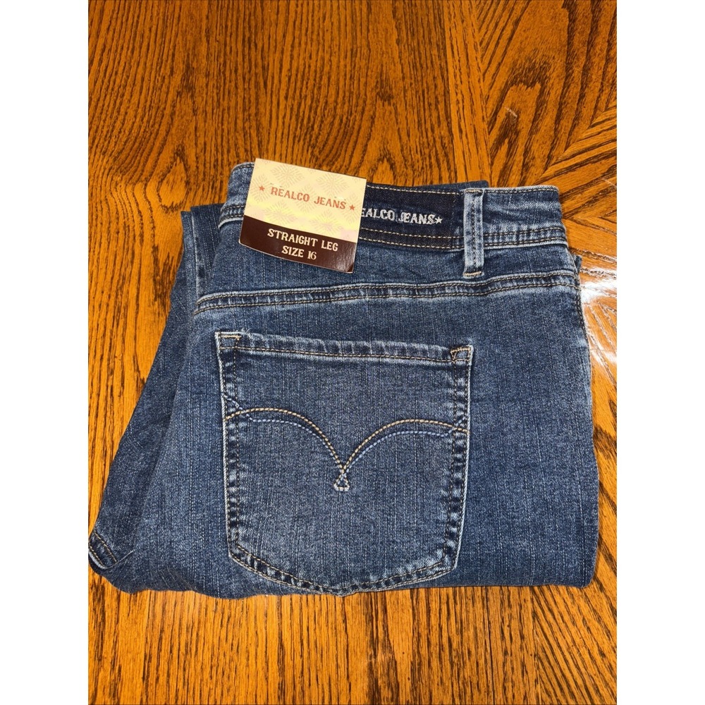 JR Realco Jeans Womens 16 Blue Stretch Denim‎ Straight Leg Rodeo Western